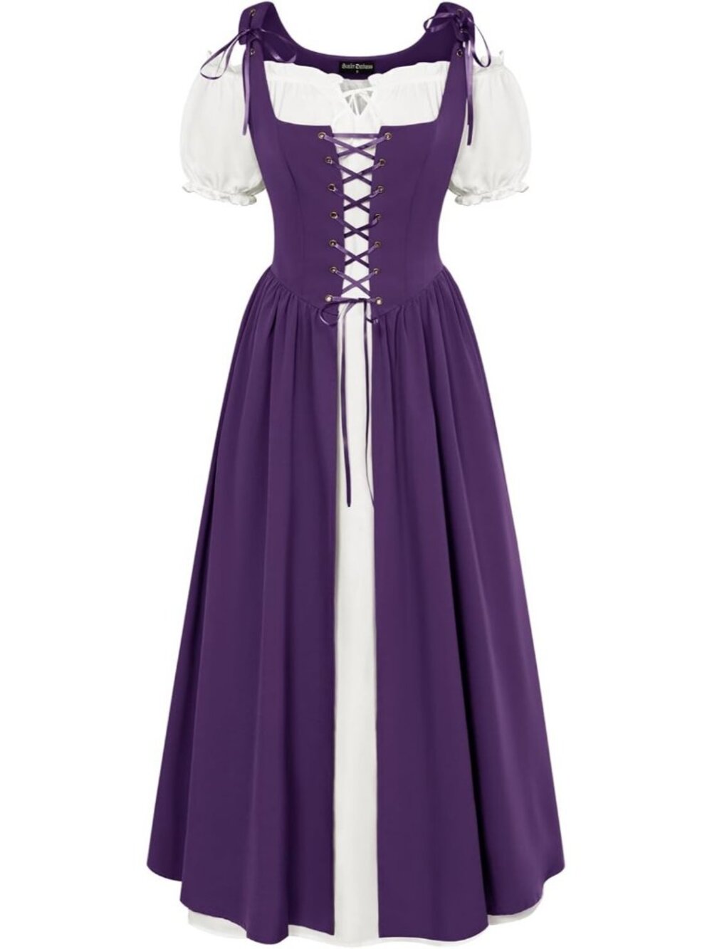 Women Deep Purple Renaissance Pirate Medieval Dress Witch Halloween Costume Set
